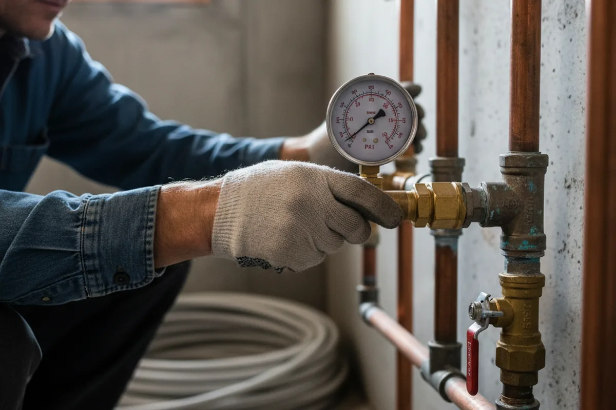 Pressure testing a repaired line during Water Line Repair in Oolitic